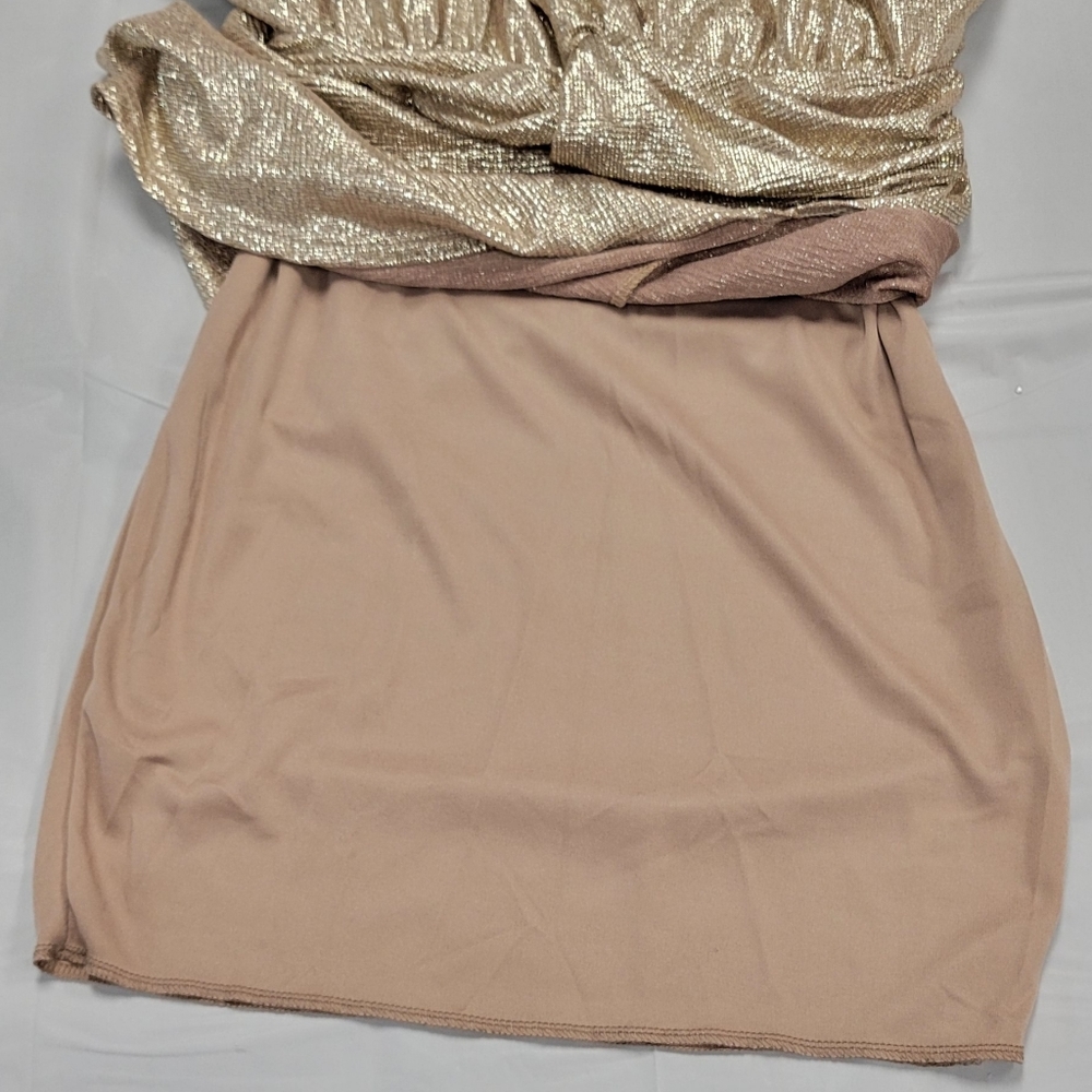 Style Rack of Boutique 5IVE by A'gaci Selena Midi Metallic Gold Shimmer Dress, M - Picture 4 of 7